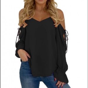 Long Sleeve Cold Shoulder Top